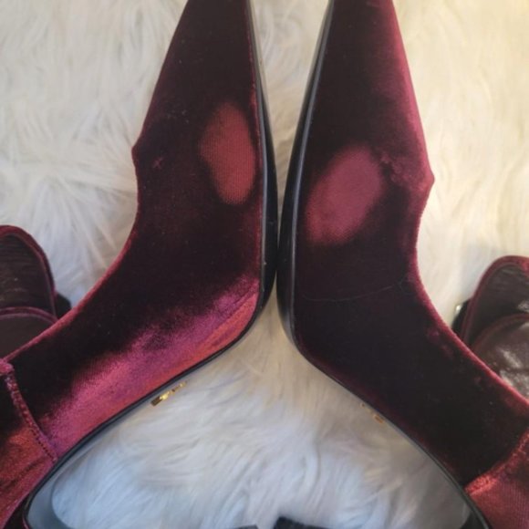 PRADA VELVET MARY JANE BROOCH PUMP SHOE SZ 8 - Picture 7 of 10